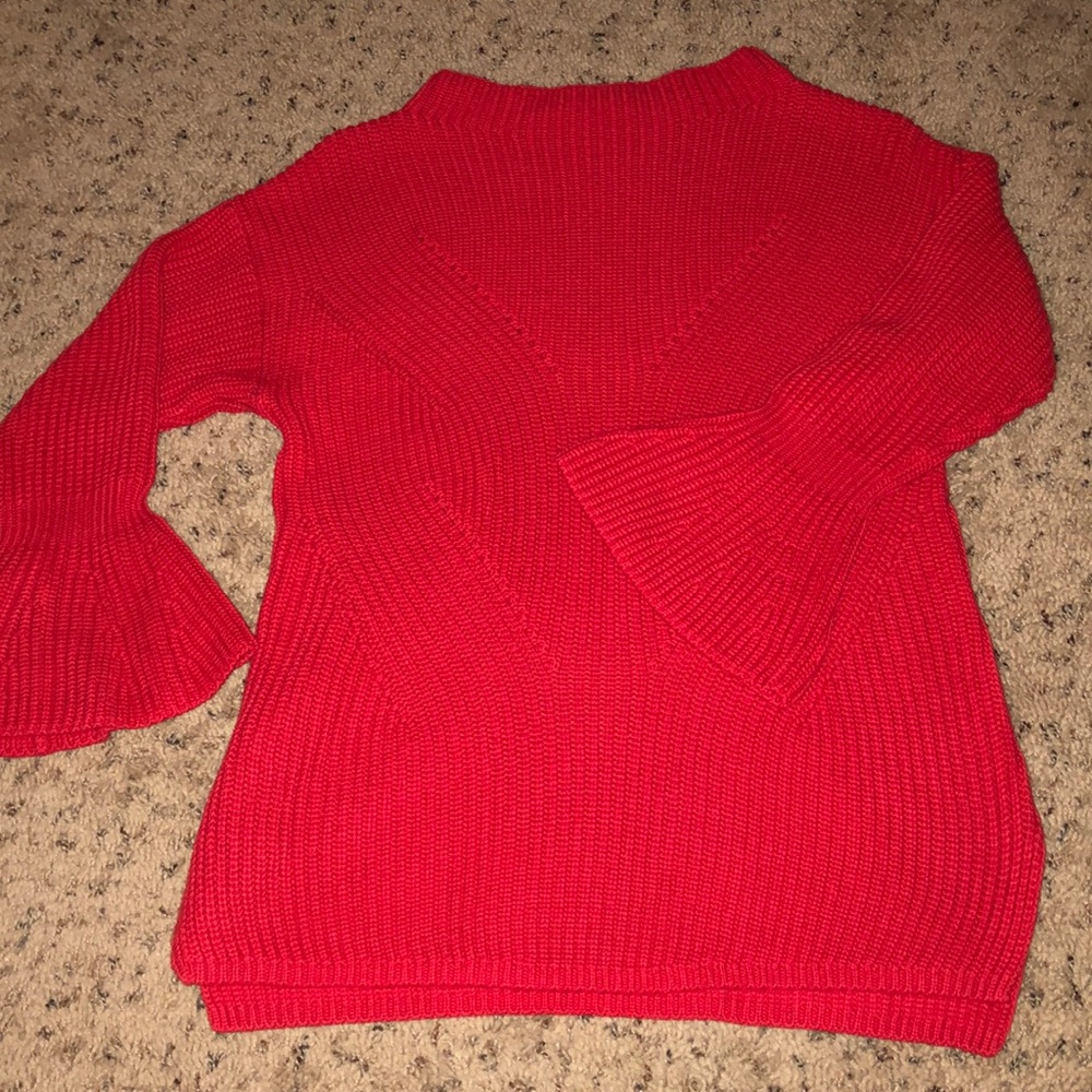 Red sweater with fun sleeves